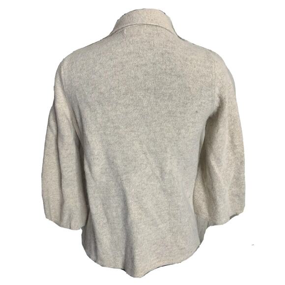 Tweeds Cardigan Womens Medium Beige Soft Wool Angora Rabbit 3/4 Sleeves Sweater - Picture 2 of 16